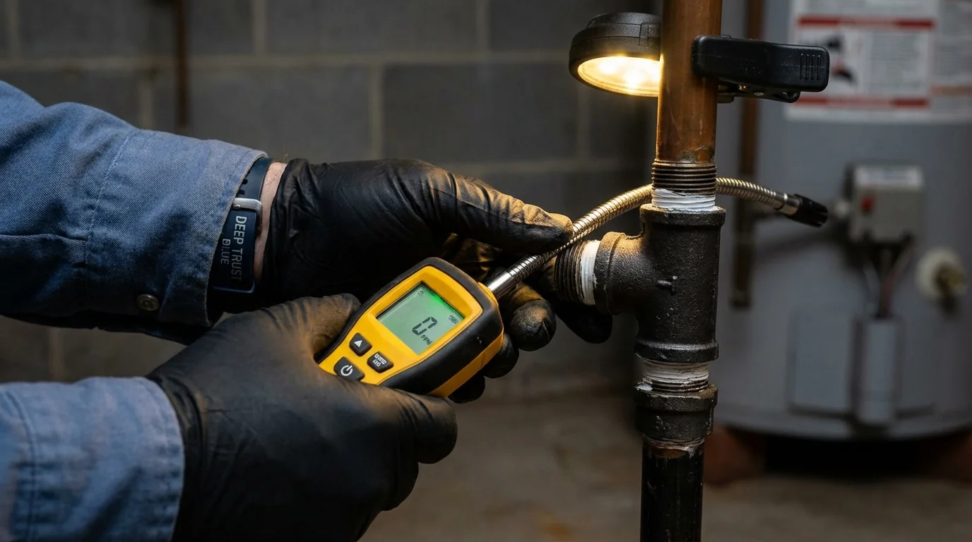 Gas leak detection with electronic sniffer by Johns Plumbing LLC in Trinity