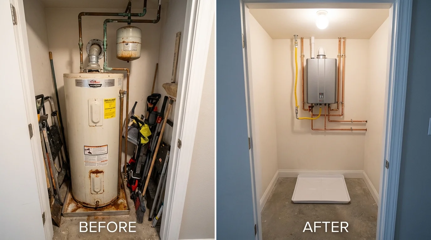 Tank water heater versus wall-mounted tankless unit comparison for Trinity, AL homeowners